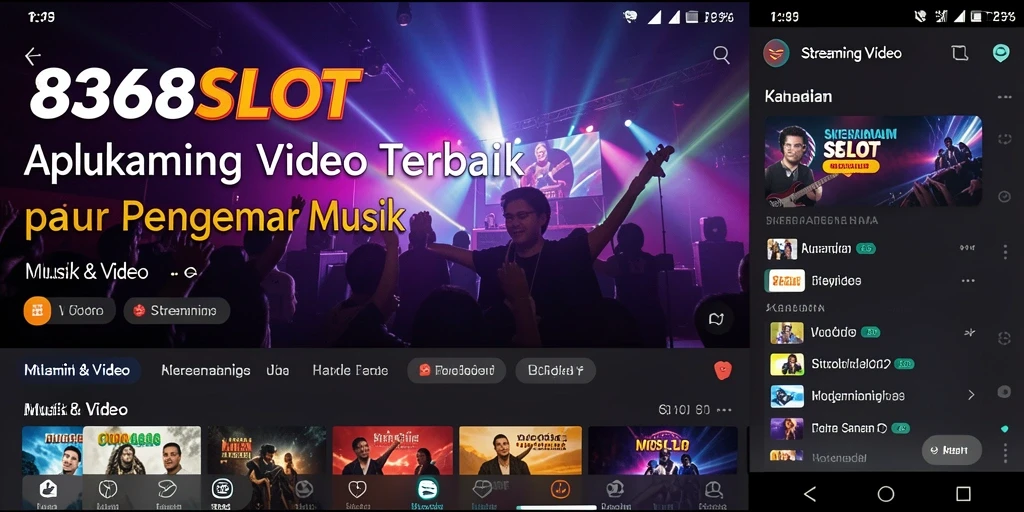 Screenshot utama 8368SLOT menampilkan antarmuka aplikasi Streaming Video dengan beragam konten.
