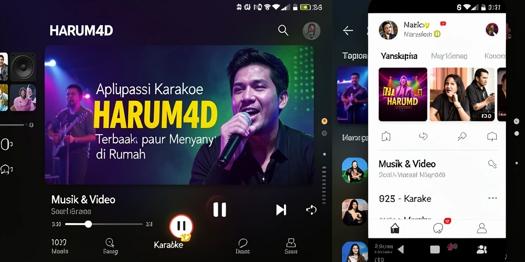 Antarmuka aplikasi HARUM4D yang menawan untuk karaoke.