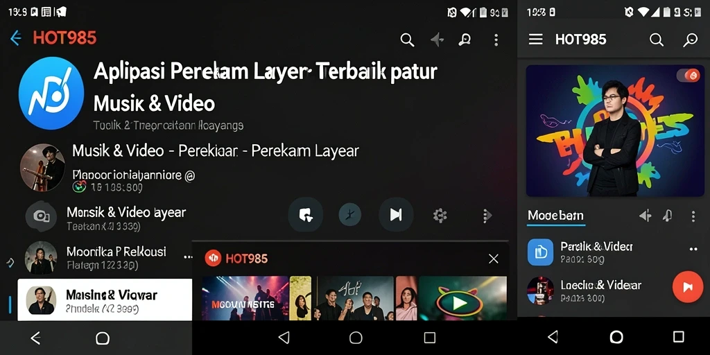 Antarmuka aplikasi HOT985 saat merekam layar dengan jelas.