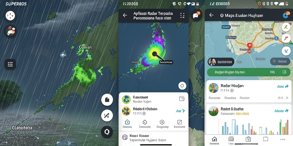 Tampilan antarmuka aplikasi SUPER805 menampilkan radar hujan yang jelas dan informatif.