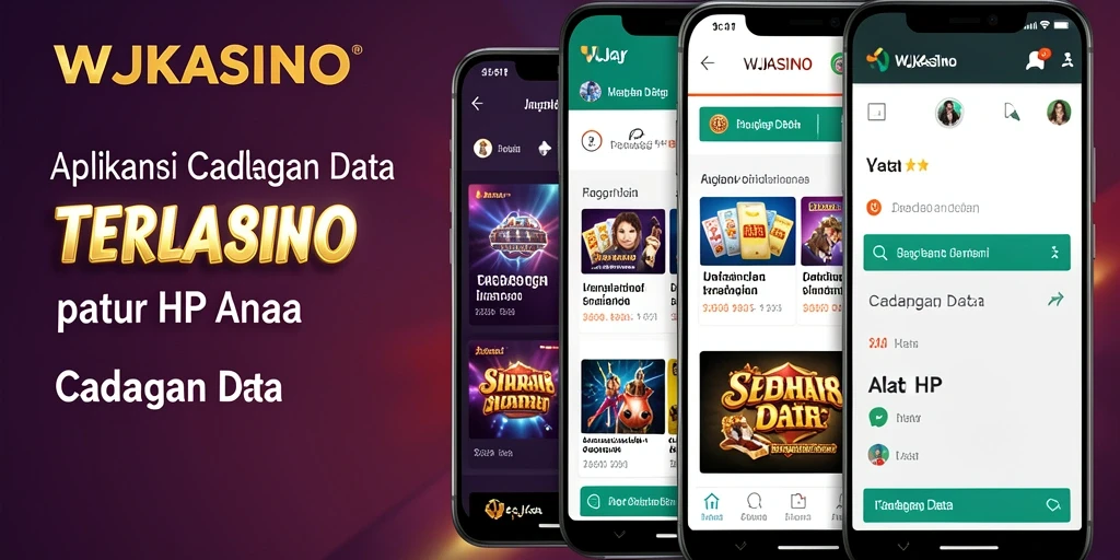 Screenshot antarmuka utama WJKASINO dengan fitur cadangan data.